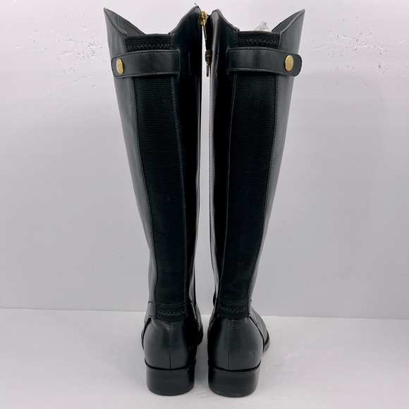 STEVEN BY STEVE MADDEN, LEATHER ZIPPER KNEE HIGH RIDING BOOTS, BLACK SIZE 6W - Picture 4 of 13